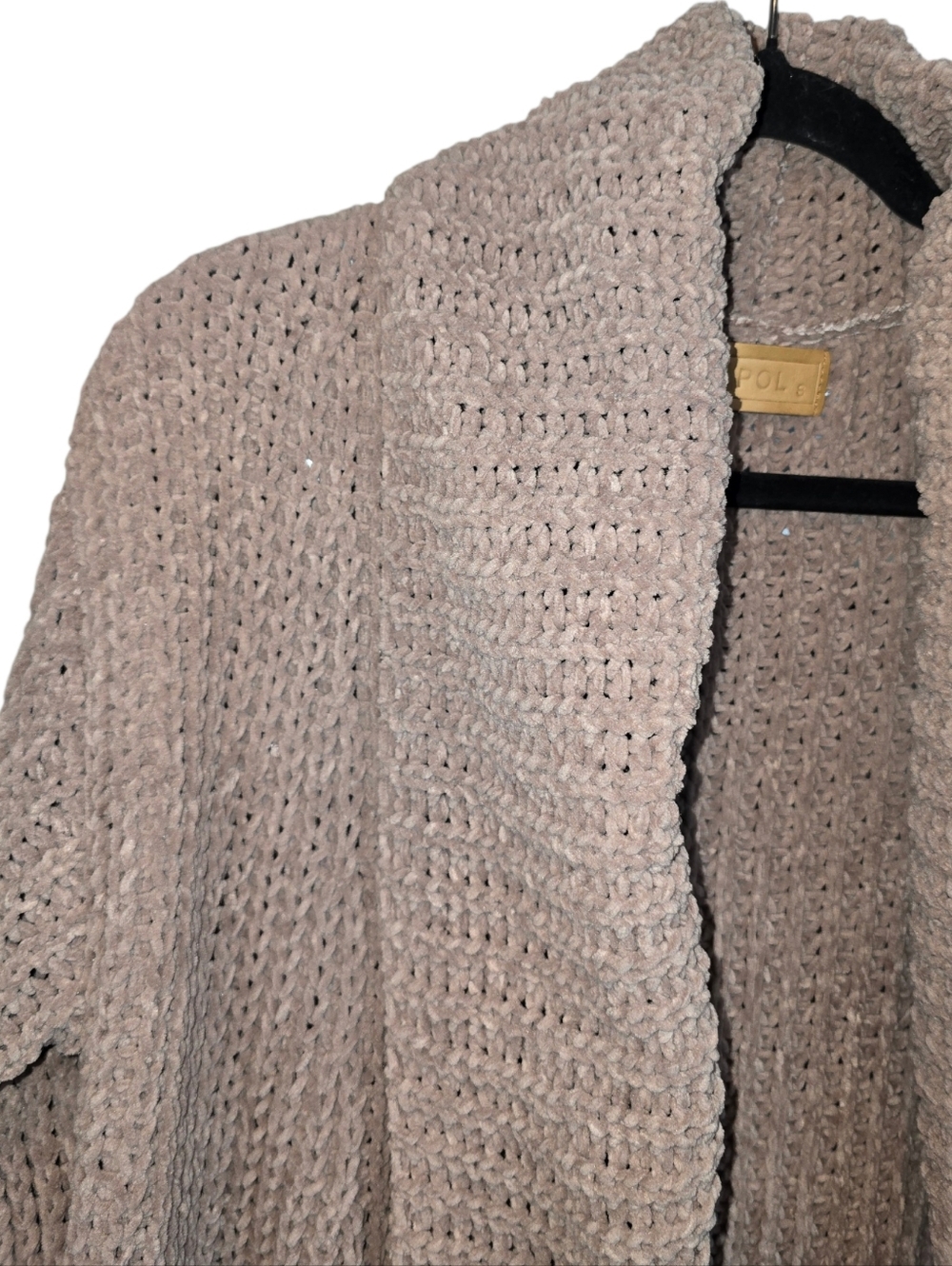 POL Soft Knit Open Front Slouchy Cardigan Oversized Mocha Taupe NWT Size Small - Picture 4 of 14